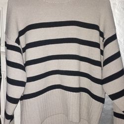 H&M Womens Small Striped Fine-Knit Sweater