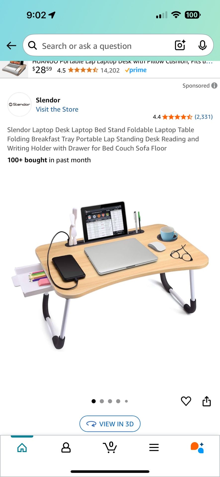 NEW: Slendor Laptop Desk Laptop Bed Stand Foldable Laptop Table Folding Breakfast Tray Portable Lap