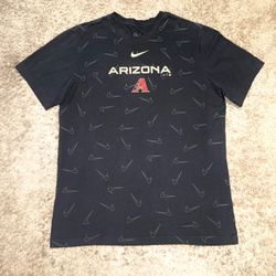 Nike Center Swoosh Arizona Diamondbacks MLB All Over Logo Print T Shirt Adult L
