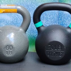 60LB. = $90  &  70LB. = $100  KETTLEBELLS • &  KETTLEBELLS :  53s 50s 45s 40s 35s 33s 30s 29s 30s 25s 20s 18s 15s 10s & DUMBBELLS/ PLATES/BARS/BENCHES