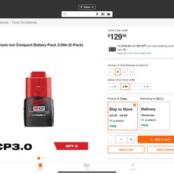 M12 3.0 CP (2) Pack Batteries $95  