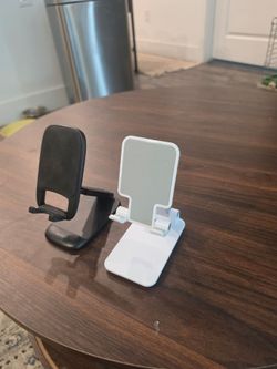Set of 2 Adjustable Foldable Desk Phone Stands (Black & White)