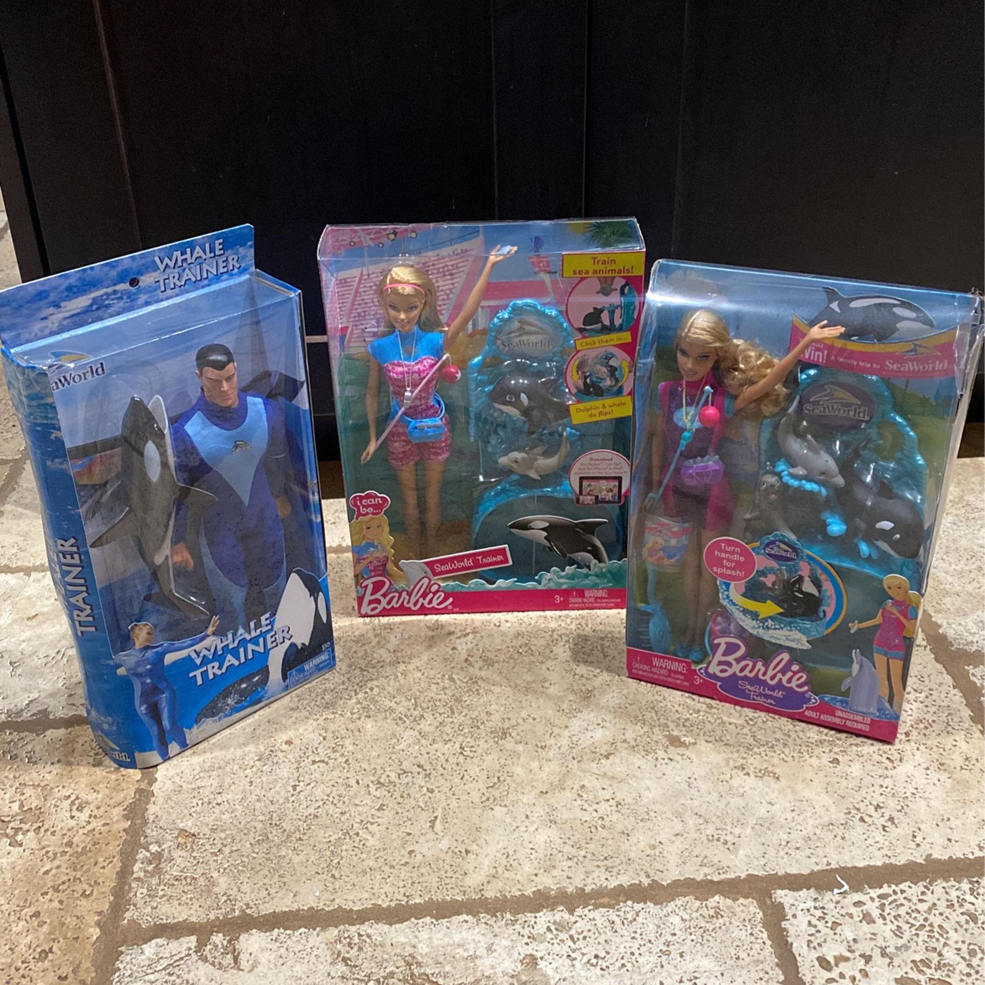 Whale Trainer Barbie Trio Of SeaWorld Barbies (one Male, Two