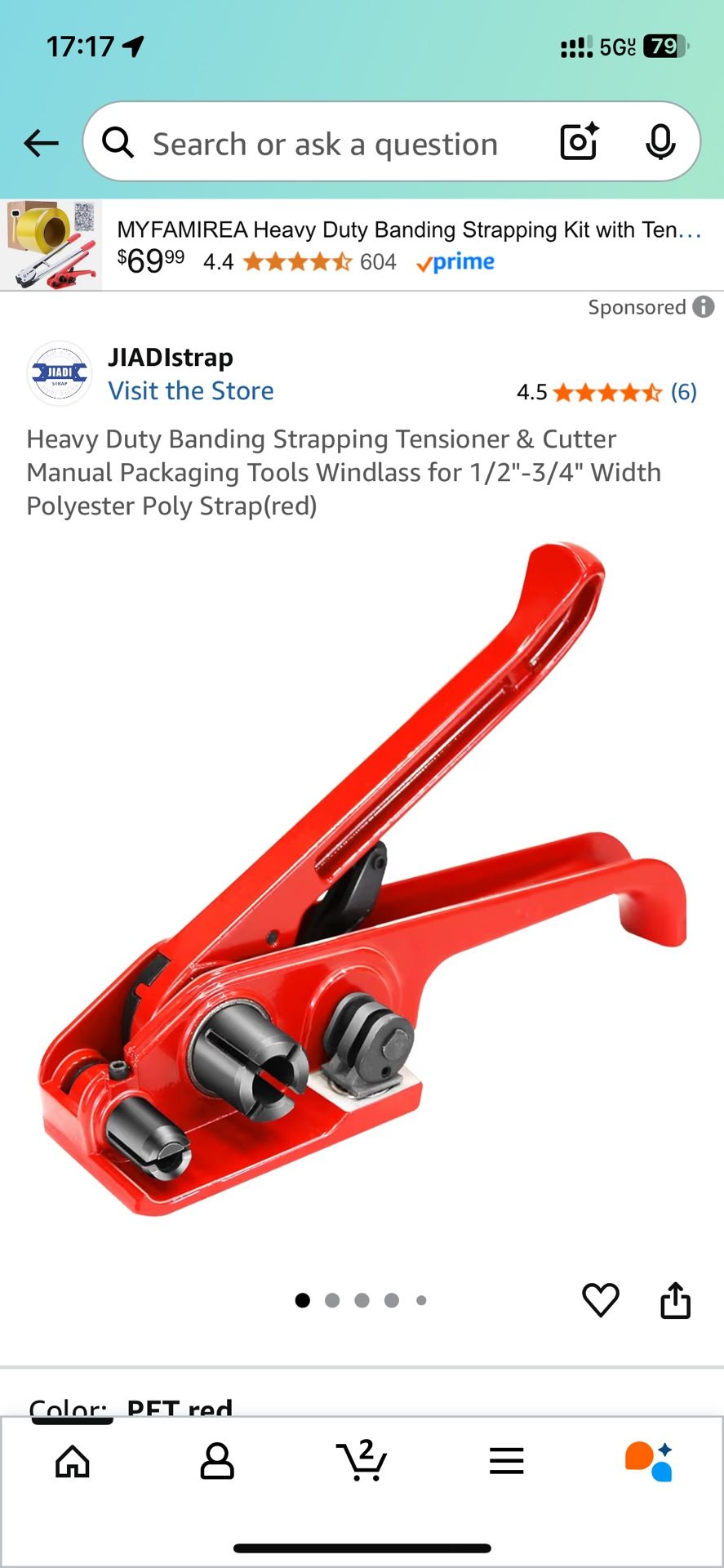Heavy Duty Banding Strapping Tensioner & Cutter Manual Packaging Tools Windlass for 1/2"-3/4" Width Polyester Poly Strap(red)