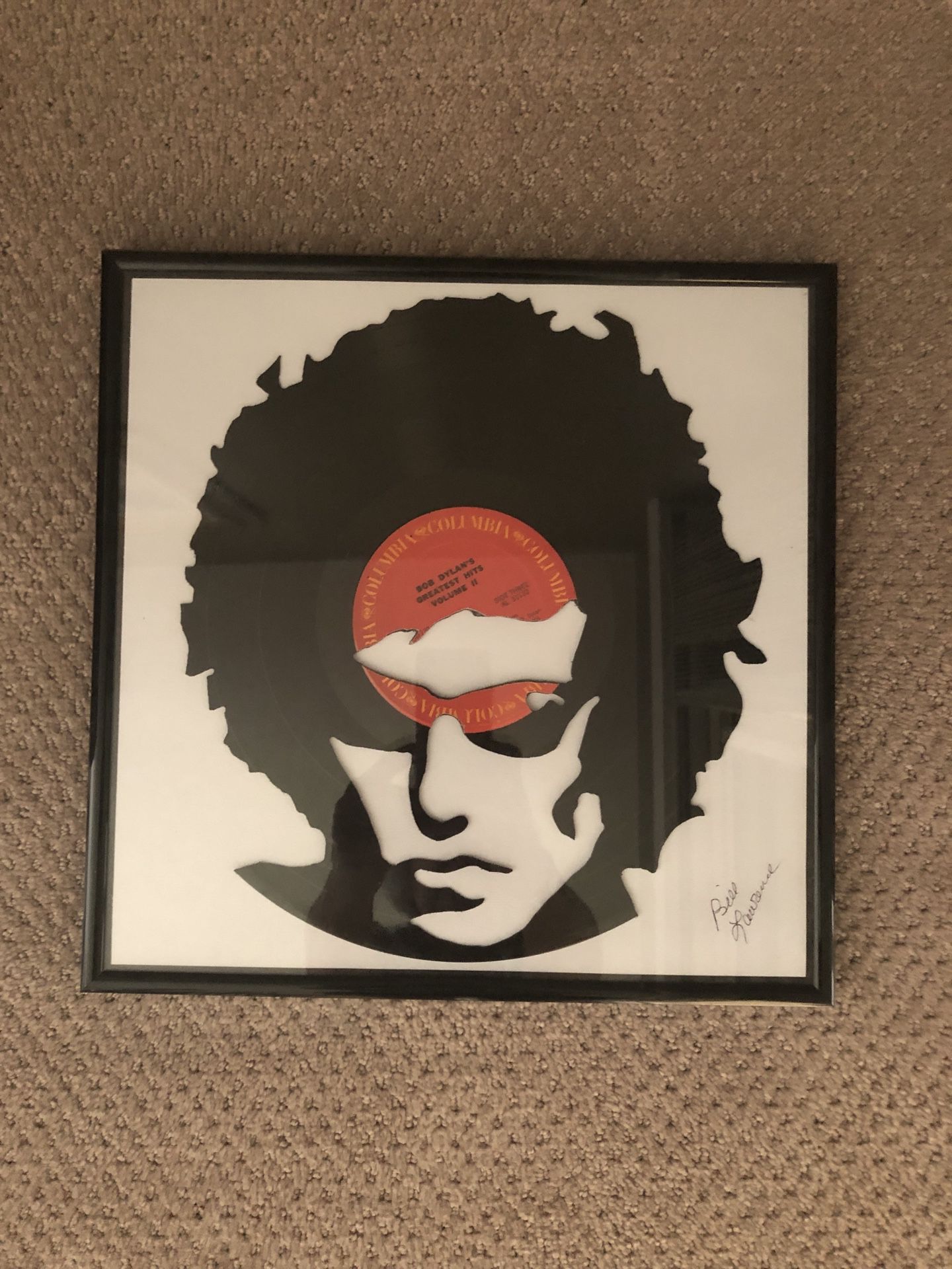 Bob Dylan art made from vinyl greatest hits record