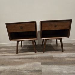 Mid Century Modern Night Stand - Set Of 2