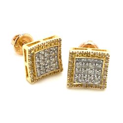 10k Gold Diamond Cluster Earrings Concave .33ctw 125510 13