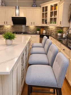 Brand new Bar Stools Set of 4, 26" Counter Height Bar Stools with Back, Modern Linen Fabric Upholstered Barstools with Metal Frame & Footrest for Kitc