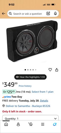 KICKER 48TRTP122 12" Thin Down-Firing Subwoofer w/Passive Radiator Enclosure, 2-Ohm
