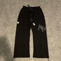 Amiri Black Leather Monogram Logo Sweatpants