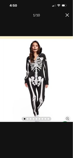 Tipsy elves Halloween Skeleton 💀 Hoodie Jumpsuit Size Med -AS IS