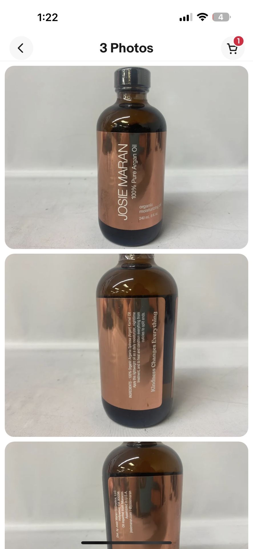 Josie Moran Argon Oil 8 Oz New