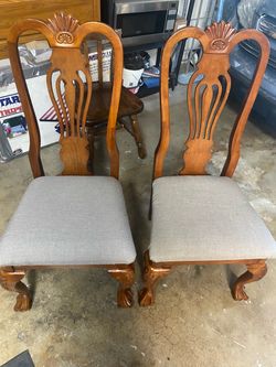 Queen Anne Dining Chairs with Upholstered Seats – Set of 2