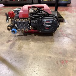 Electric pressure washer 1450 psi max  Pressure washer hose 4000 psi max  Short wand  Frame  