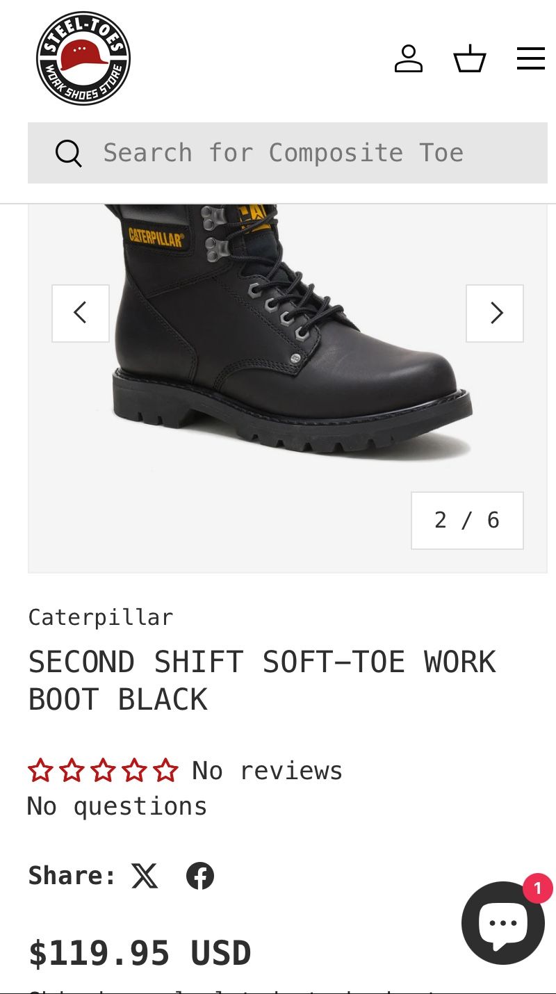 Soft Toe Work Boots -Size 10.5  $ 70