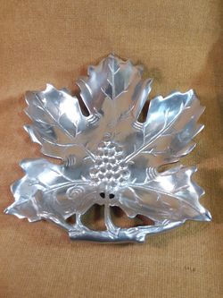 Vintage Pewter Grape Leaf Tray