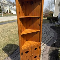 Vintage Wooden Heart Corner Cabinet 