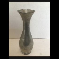 Antique Vintage Vintage Daalderop Made In Holland Small Pewter Bud Vase Silver Pewter Metal Small Unique Sculpted Rare Vase