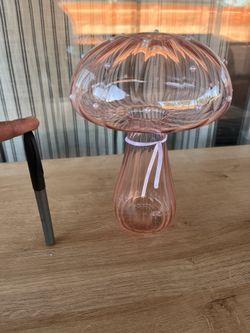 Mushroom, pink, glass art
