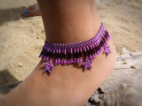 Hand beaded anklet