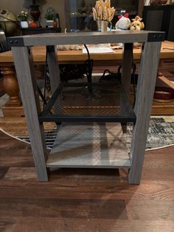 Industrial Rustic End Table with Shelves
