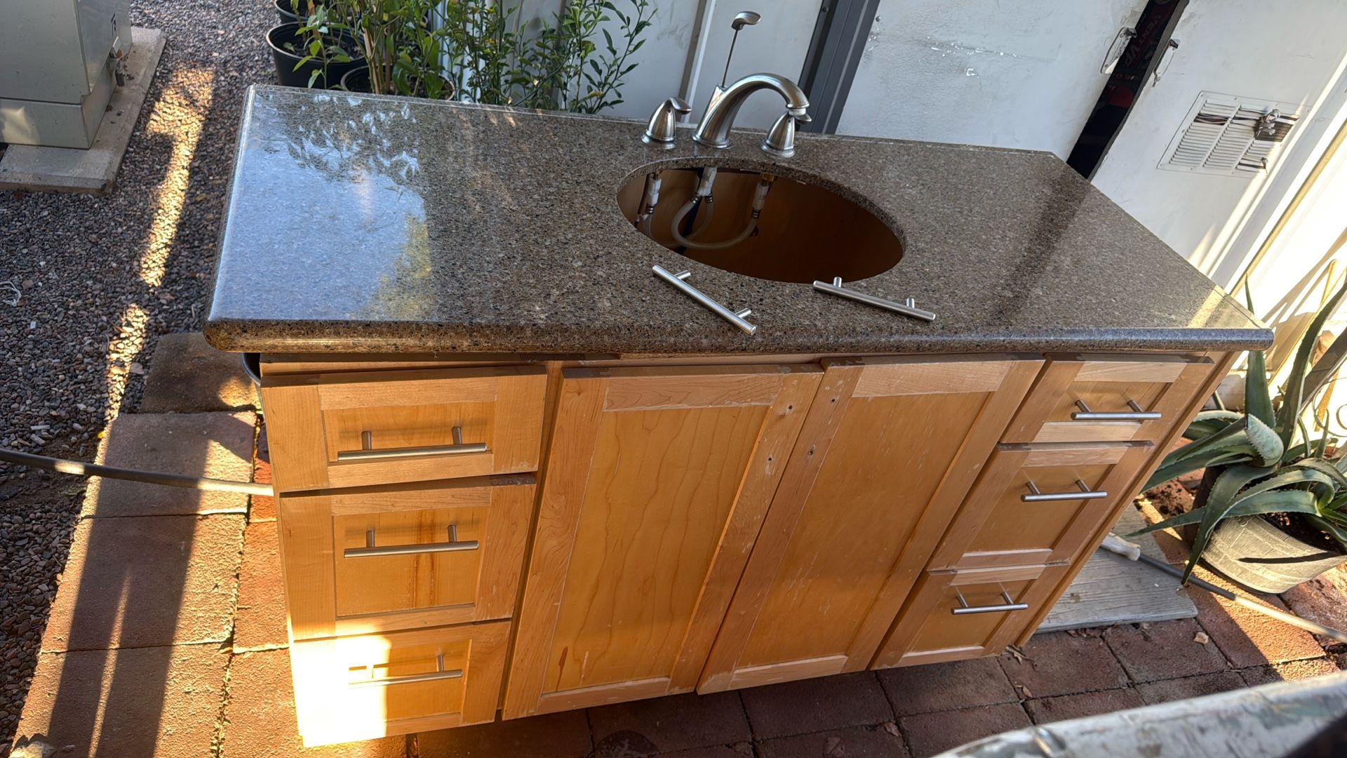 Restroom Cabinet In Good Conditions With Countertop Included 