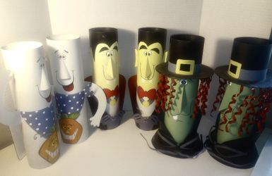 Vintage Handcrafted Metal Tube Halloween Figures