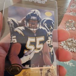 Junior Seau San Diego Chargers '96 Leaf Press Proof Die-Cut Serial Number To 2,000 '96 Leaf Football Cards 