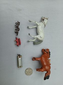 Vintage horses and harmonica miniature