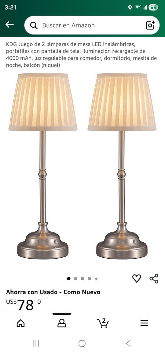 2 LAMPARAS DE NOCHE RECARGABLES NUEVAS