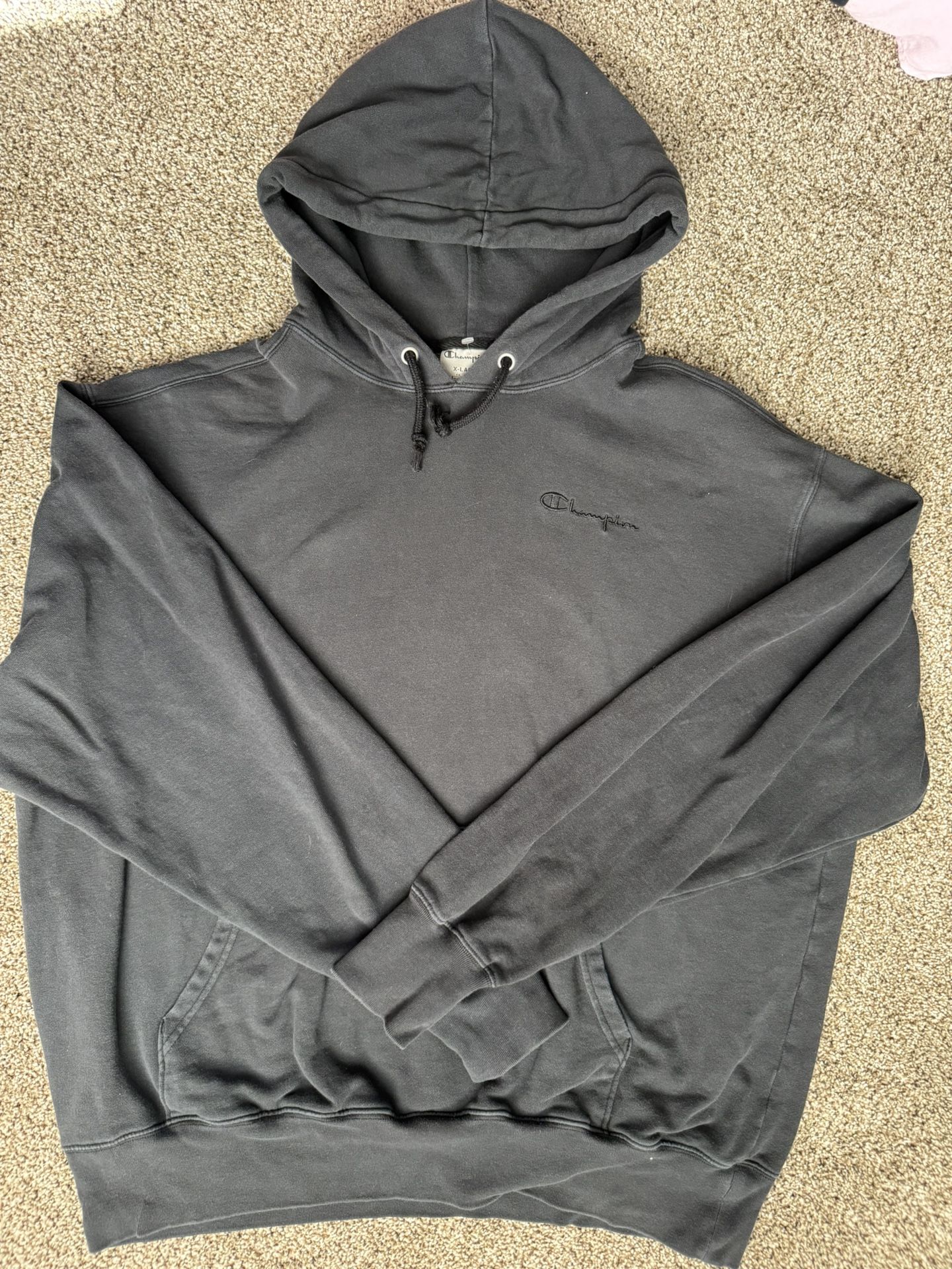 Men’s Champion Hoodie Logo Embroidered Cotton Blend Jersey Hoodie XL