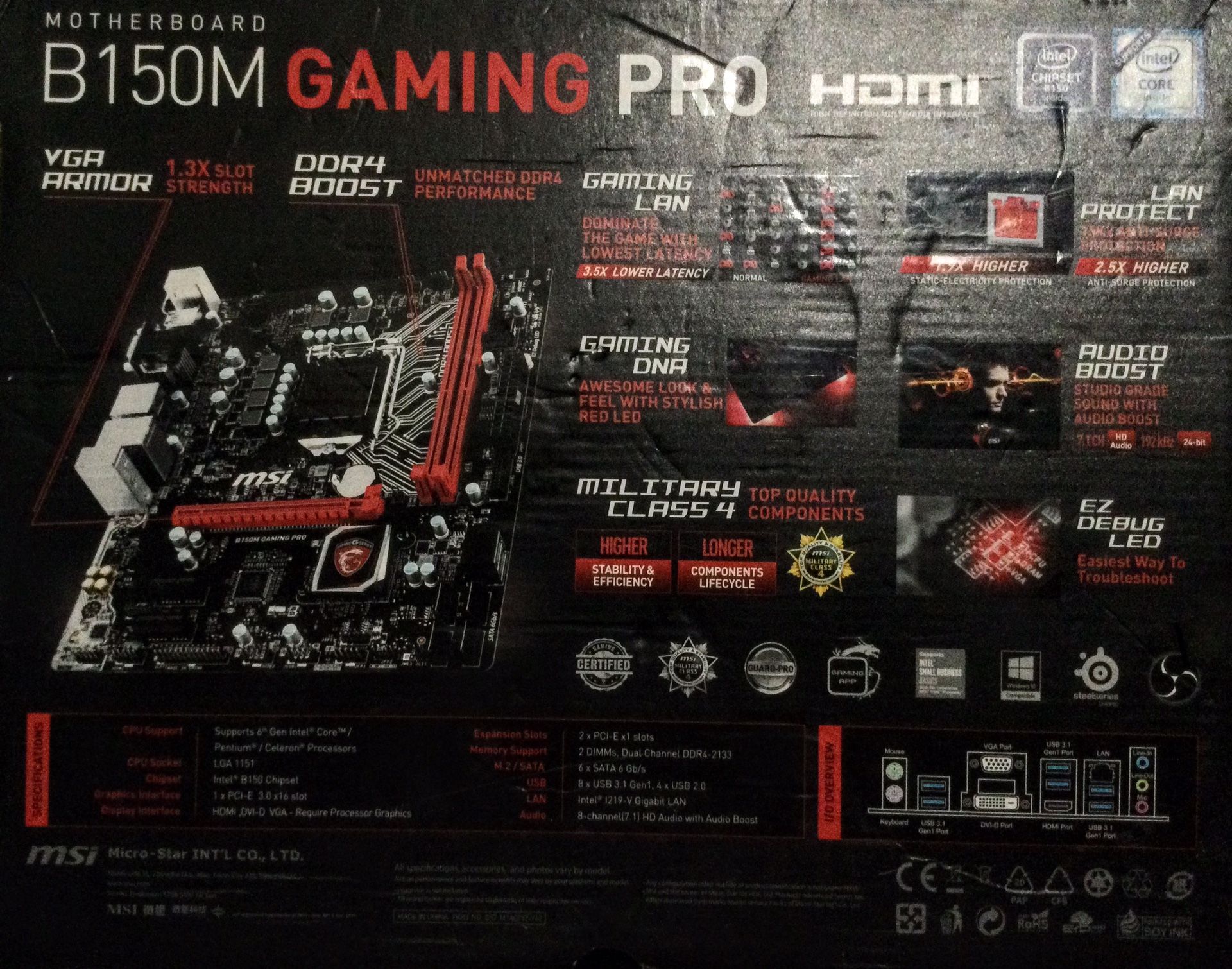 MSI B150M GAMING PRO MOTHERBOARD - New In The Box *(see Description)