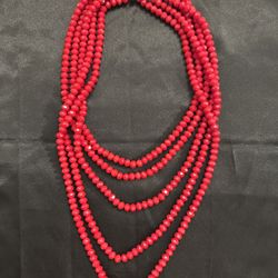 Vintage Red Diamond Cut Necklace 