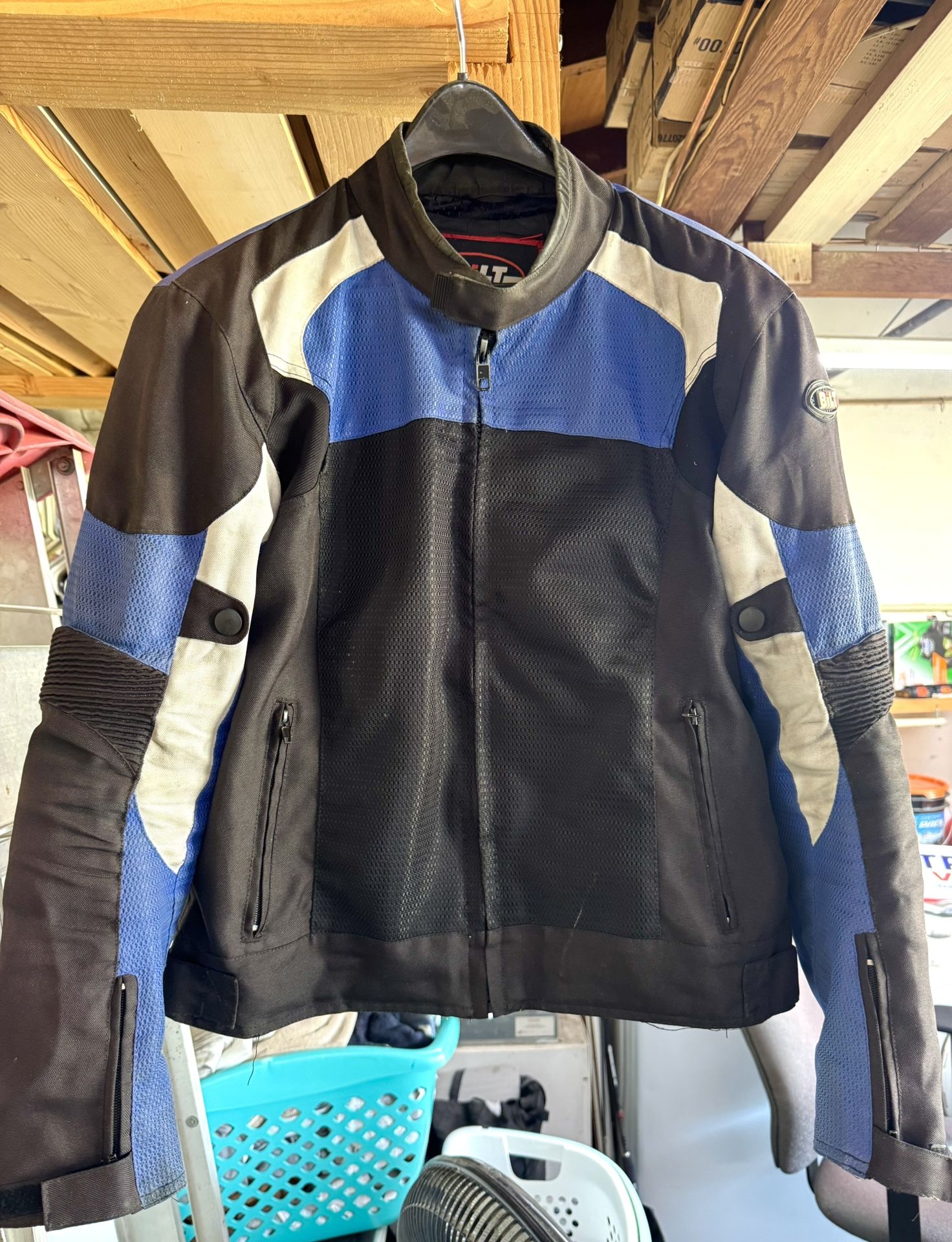 Bilt BLM 1 Motorcycle Jacket Black White Blue Mesh Padded Motocross Dirt