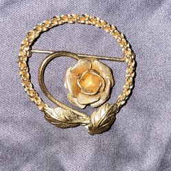 Vintage Gold Rose Brooch