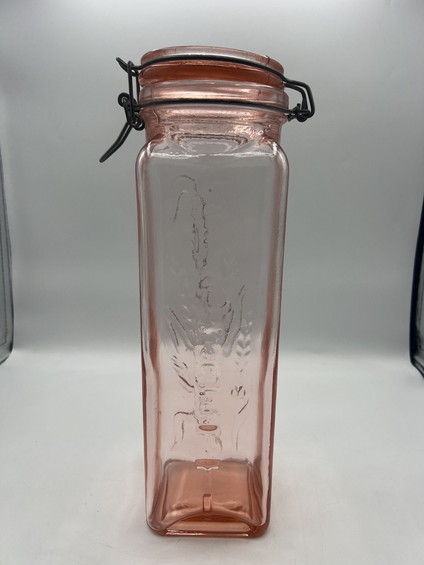 Vintage Casadis Milano Pink Glass Spaghetti Canister Jar