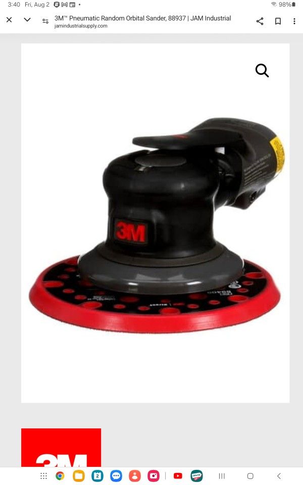 3M Pneumatic Random Orbital Sander Non Vacume 5 Inch 88973