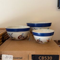 Set Of Three Warner Bros. Looney Tunes, Mixing Bowls