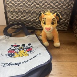 DISNEY STORE D23 EXPO 2024 SMALL SIMBA PLUSH STUFFED WITH TOTE SHOPPING BAG 7"