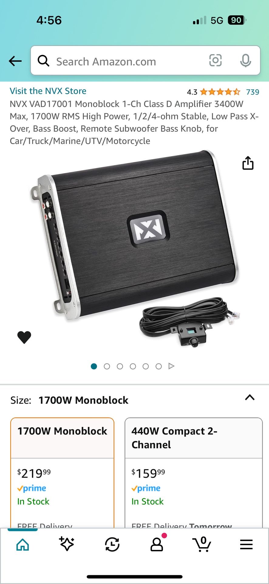 NVX VAD17001 Amplifier (1700W RMS @ 1 Ohm)