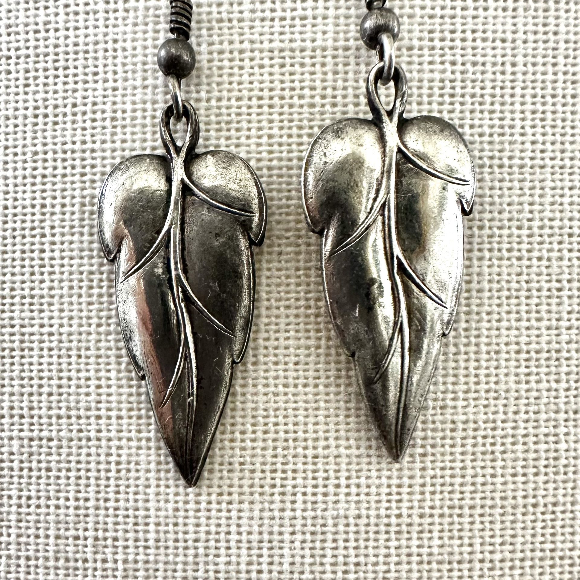 Sterling silver vintage leaf earrings