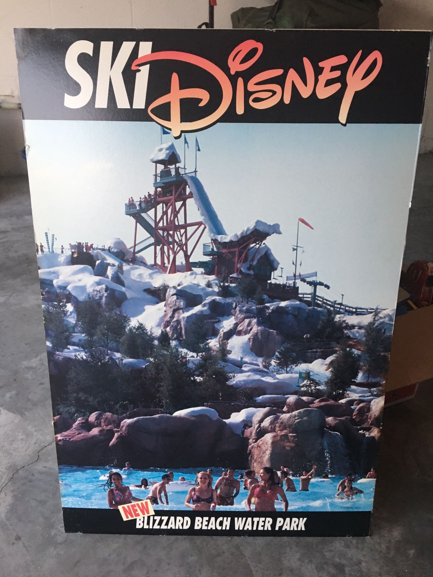 Original - Ski Disney - Blizzard Beach Water Park Cardboard Poster