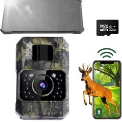 Solar Trail Camera 48MP 30FPS, WiFi Bluetooth Game Camera with Motion Activated