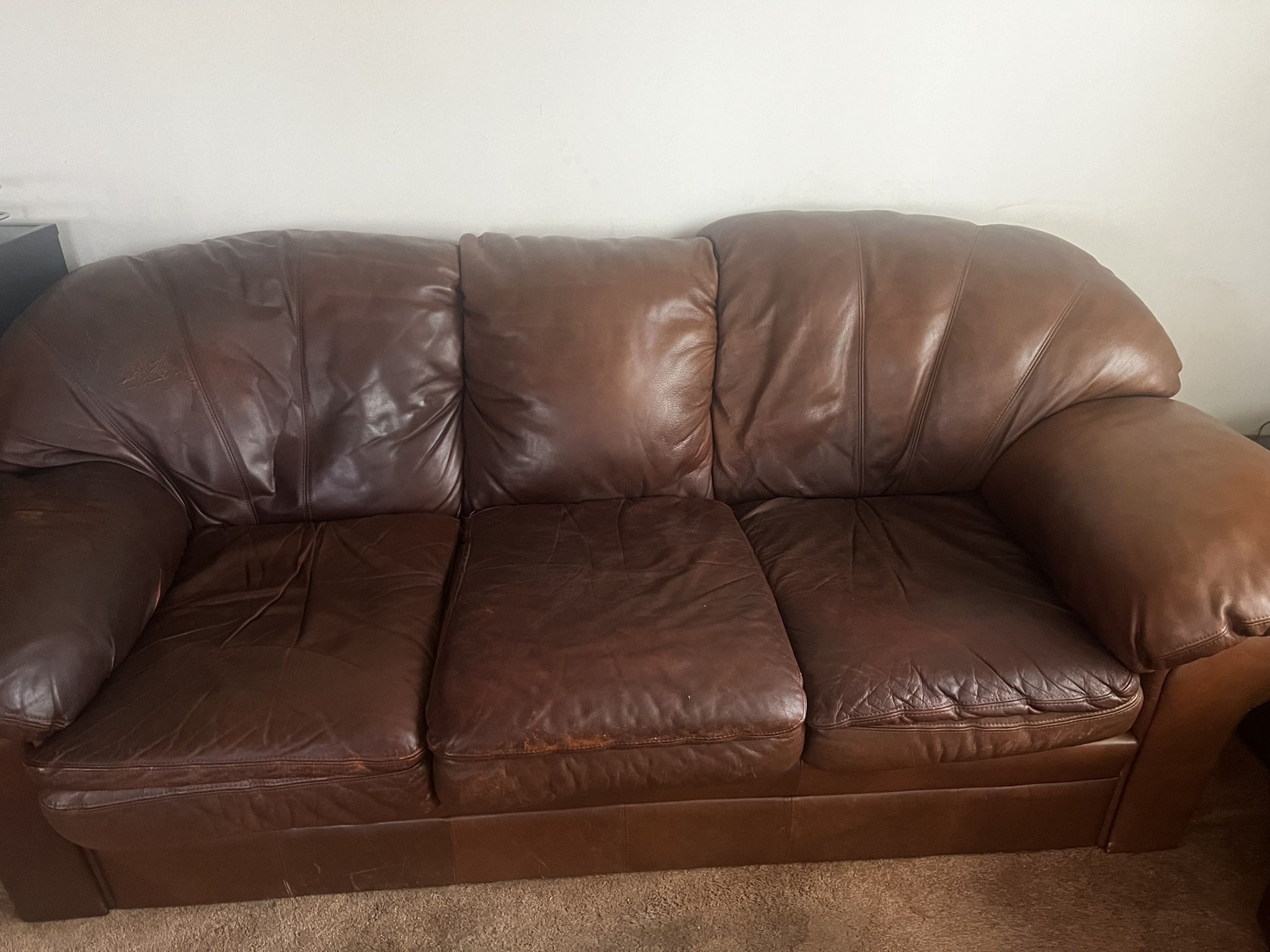 2 Brown Leather Couches