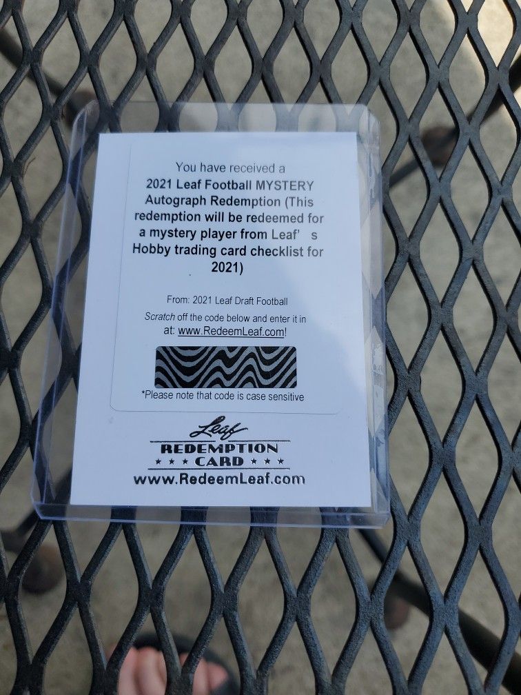 2021 Leaf Football MYSTERY AUTOGRAPH Redemption Card (Likely 1st Round Pick Since They Haven't Signed Anything Yet)