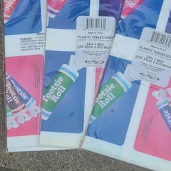 Tootsie Roll plastic tablecover, table cloth for Birthday, wedding, graduation, or candy party. 54x96 Several in stock