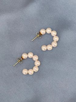 Stainless Steel Pearl Hoops