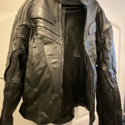 Leather Padded Motorcycle Jacket.