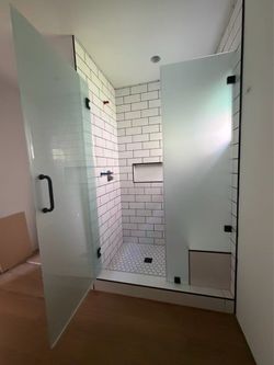 Frameless Frosted Glass Shower Door Enclosure
