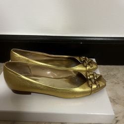 Leather Gold Flats Size 7 
